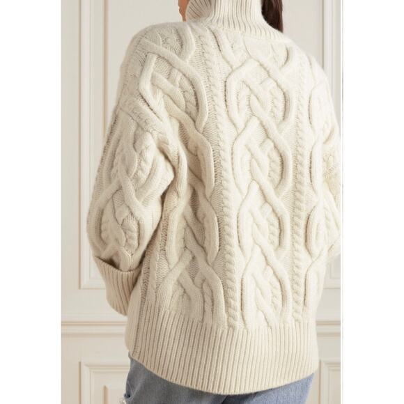 Citizens of Humanity Zola Cable-knit Cashmere Turtleneck Sweater in Ivory - Picture 9 of 14